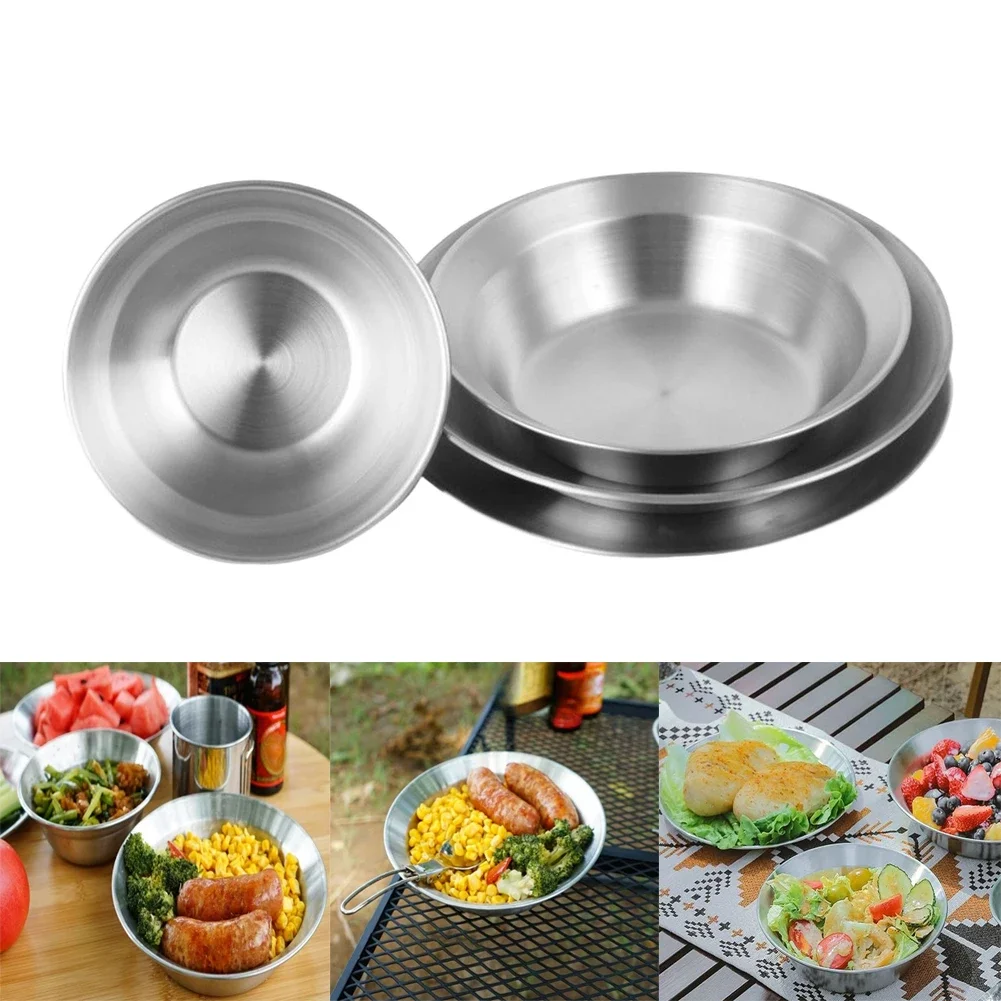 Camping Cooking Dishes - Edelstahl-Geschirrset für den Außenbereich, Teller, Schüsseln,