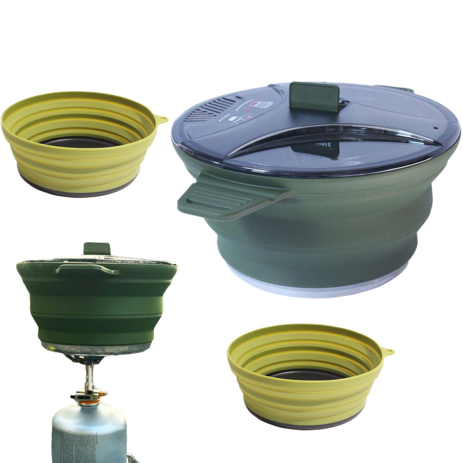 Camping Cooking Dishes - Camping-Kochset Faltbares Camping-Kochgeschirr-Set Edelstahl-Silikon-Kit Hitzebeständiges Werkzeug