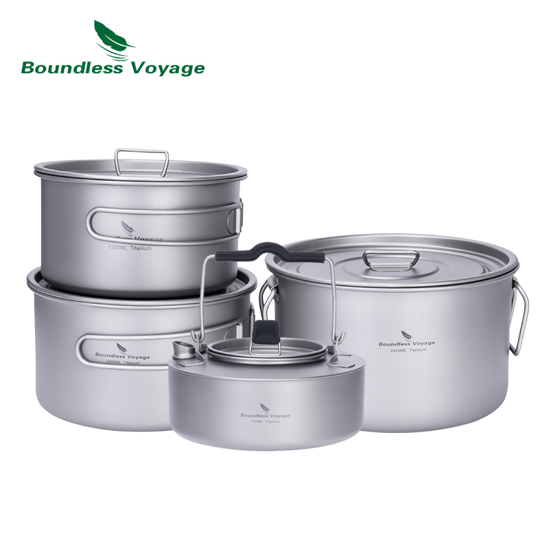 Camping Cooking Tool Set - Boundless Voyage Titan-Kochtopf-Set mit Klappgriff