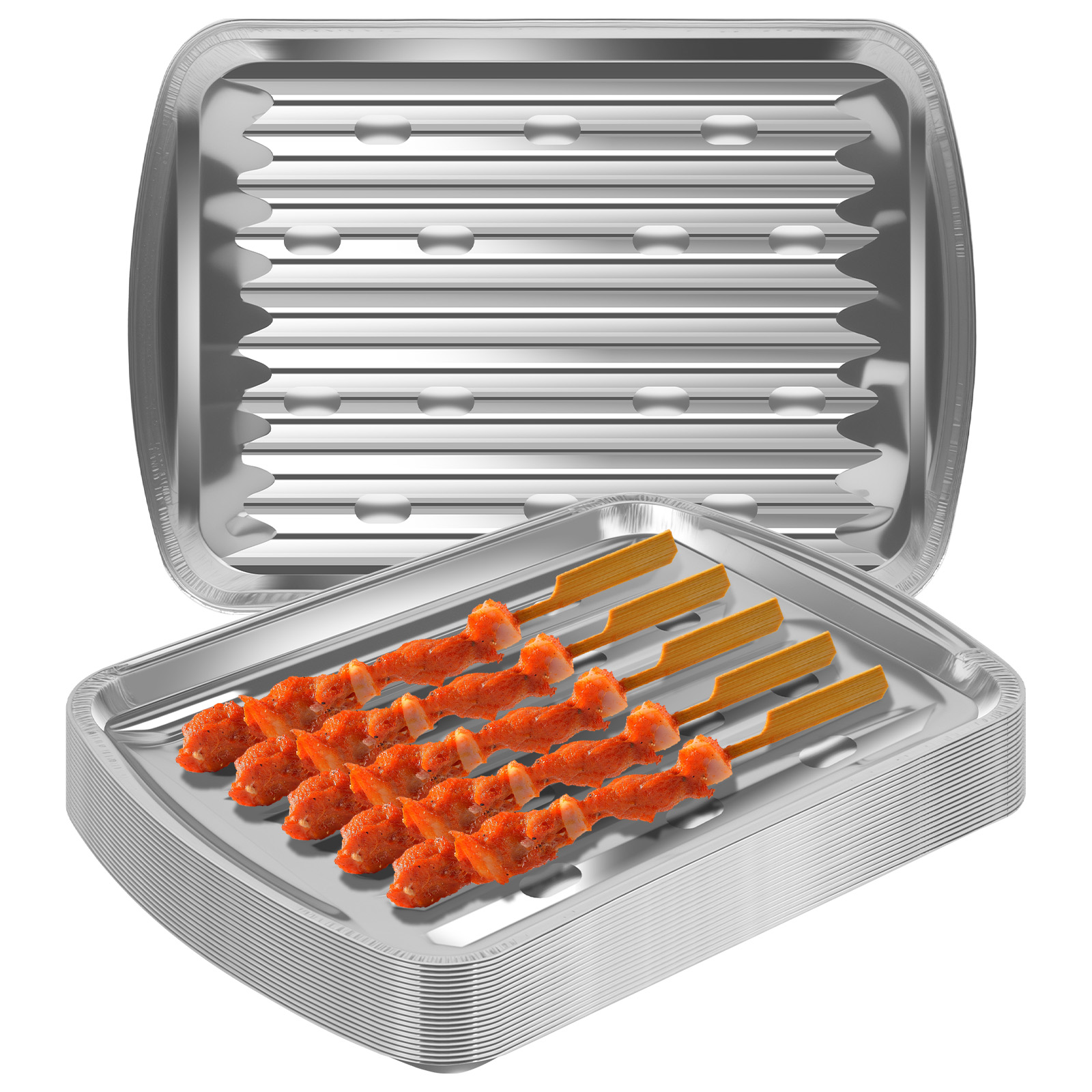Camping Cooking Bbq - Aluminiumfolien-Tabletts, antihaftbeschichtete Backformen, Grillschüssel in Lebensmittelqualität
