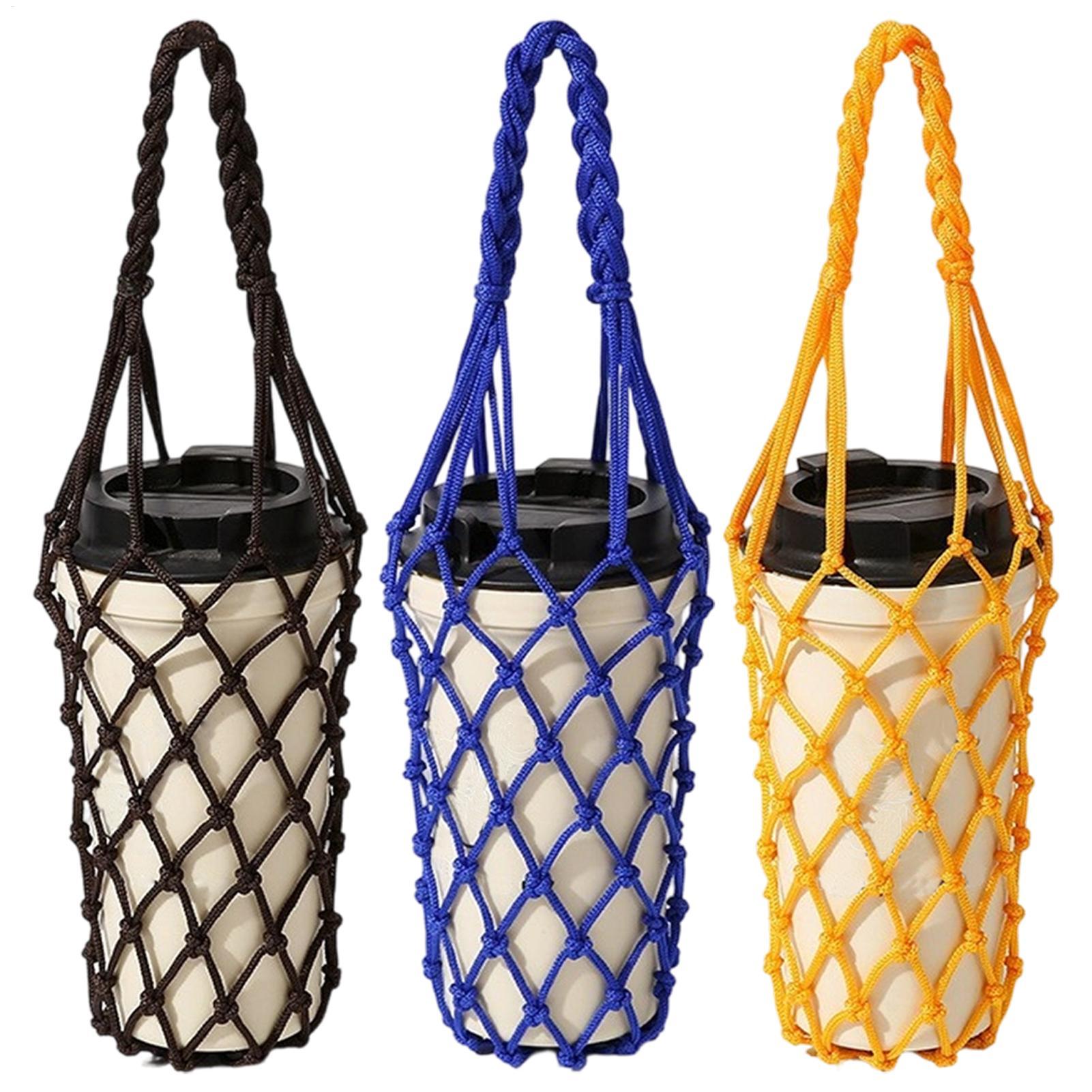 Camping Cooking Bag - 1 Stück Wasserflaschentasche, Gehäkelter Netz-Becherhalter, Wasserflaschen-Geldbörse