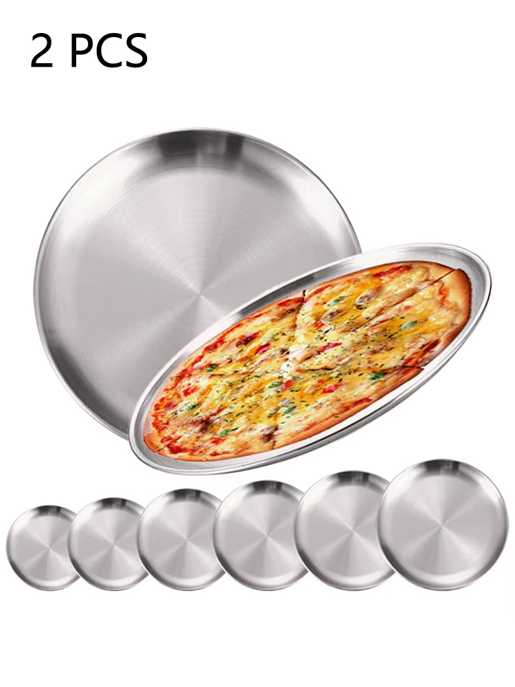 Camping Cooking Dishes - 2 Stück Edelstahl Runde Silberne Flache