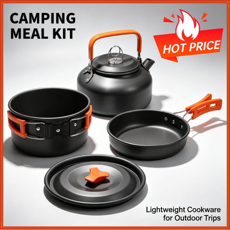 Camping Cooking Pack - Camping-Kochset, Camping-Kochgeschirr, Reisegeschirr, Outdoor-Picknick-Set, Teekanne für
