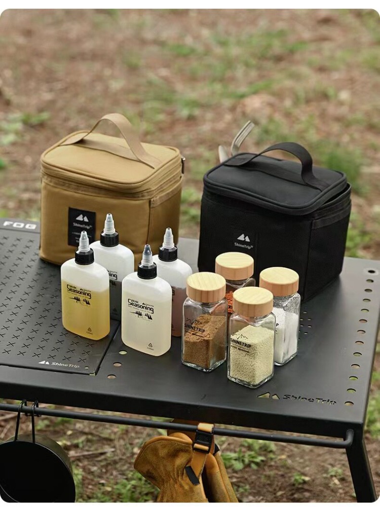 Camping Cooking Set With Bag - Gewürzflaschen-Set, tragbare Aufbewahrungstasche, Ölspender, Gewürzflasche für