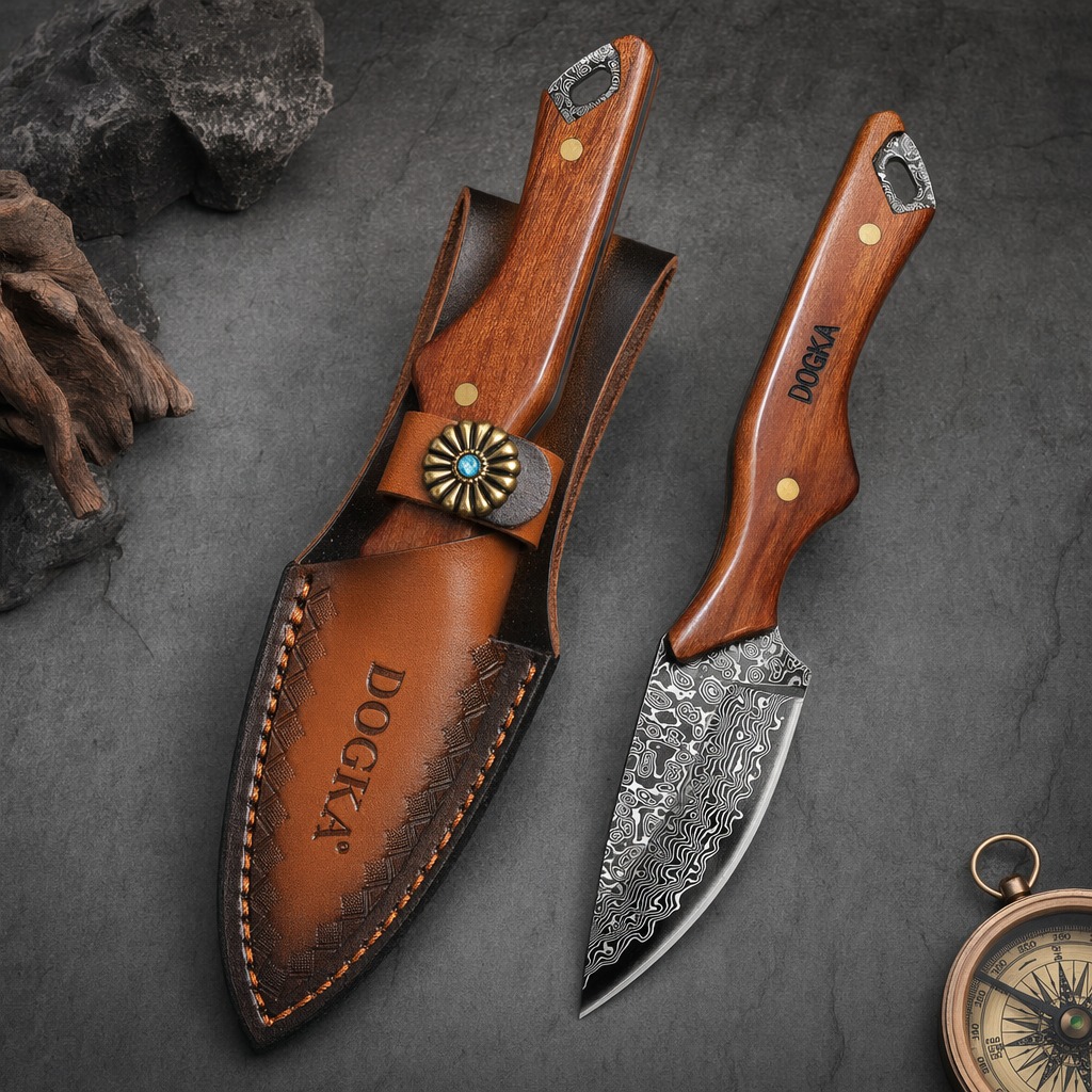 Damaszener Stahl Küchenmesser  – Camping Cooking Knife With Sheath Bewertung und Preis