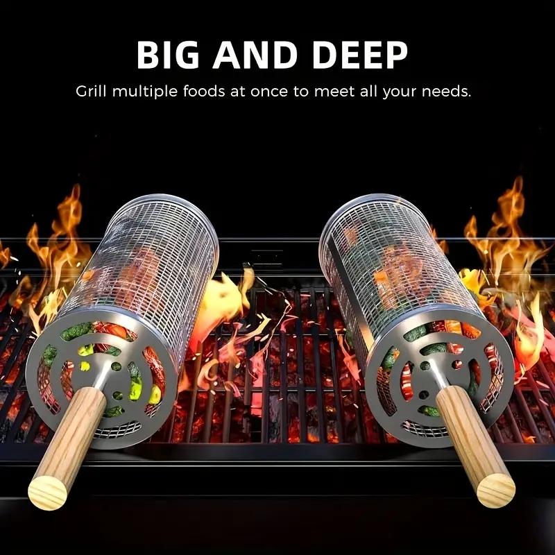 Edelstahl BBQ-Grillkorb, Runde – Camping Cooking Bbq Bewertung und Preis